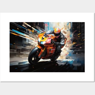 Moto Race Action Sport Painting Abstract Art Decor Posters and Art